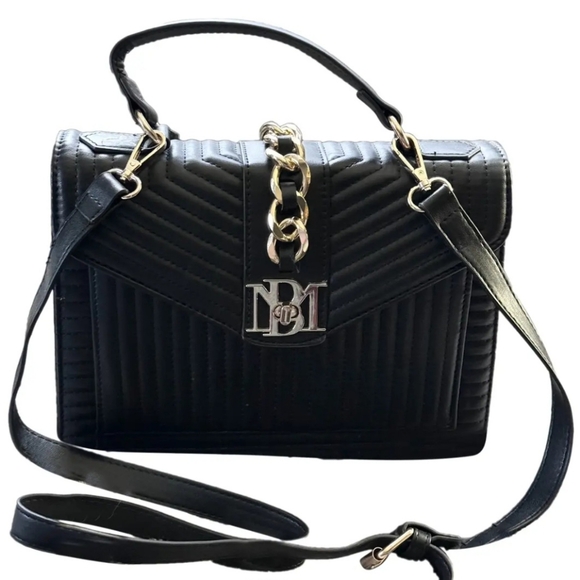 Badgley Mischka *NWT* Black Quilting Crossbody, Chain w/letter lock set, 4FER - Picture 11 of 13
